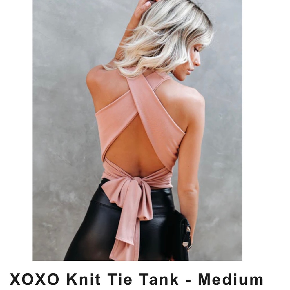 Vici Cross Back Tie Tank - Dusty Rose